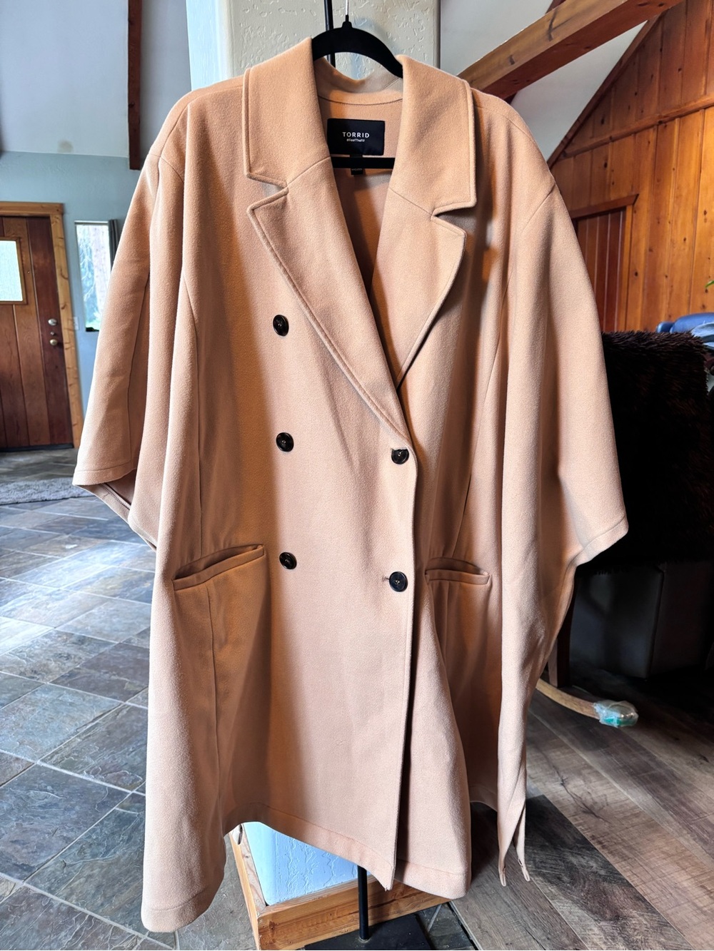 Torrid Camel Wool Blend Coat Plus Size 4 4X 26 28 Button Front